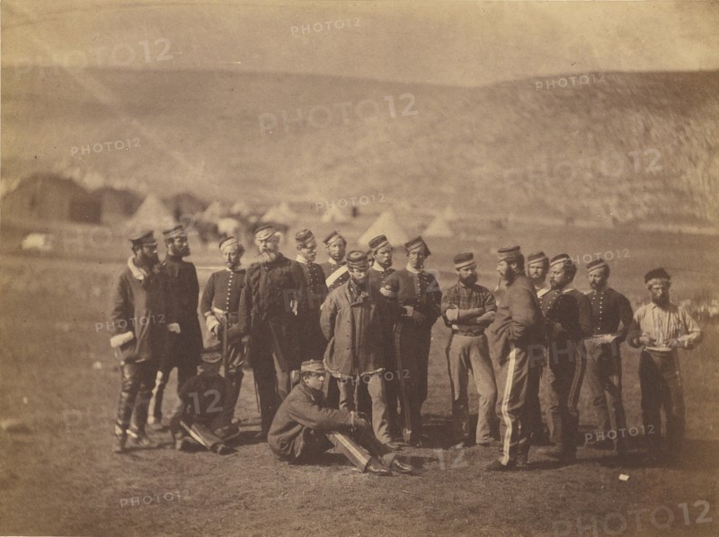 Col. Doherty, Officers and Men. 13th Light Dragoons., 1855. Creator: Roger Fenton.