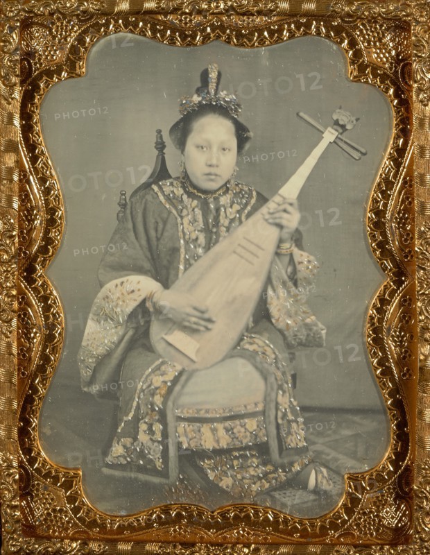Portrait of a Woman with a Mandolin, 1860. Creator: Unknown.