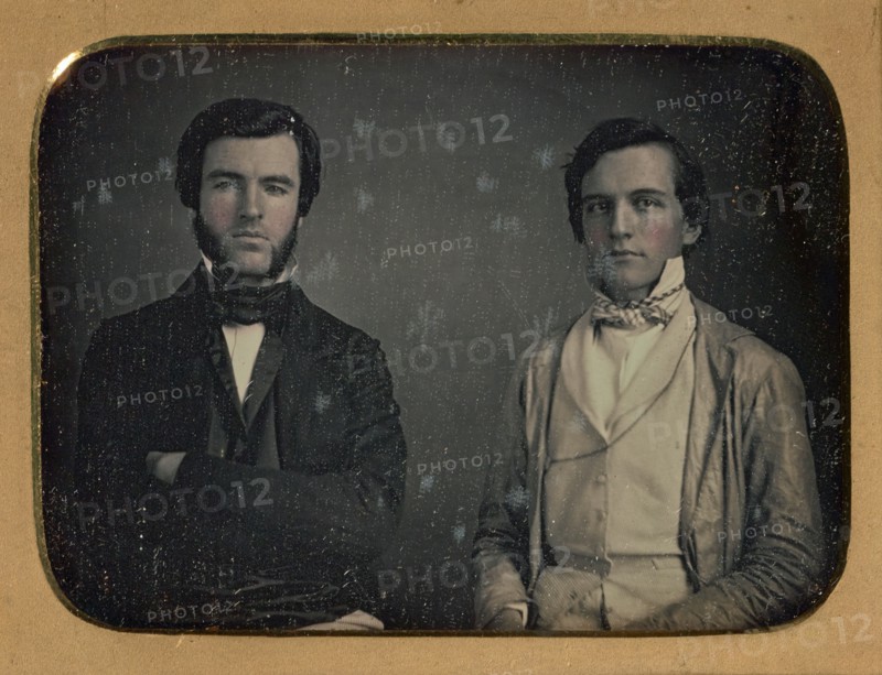 Portrait of two seated men, about 1850. Creator: Unknown.