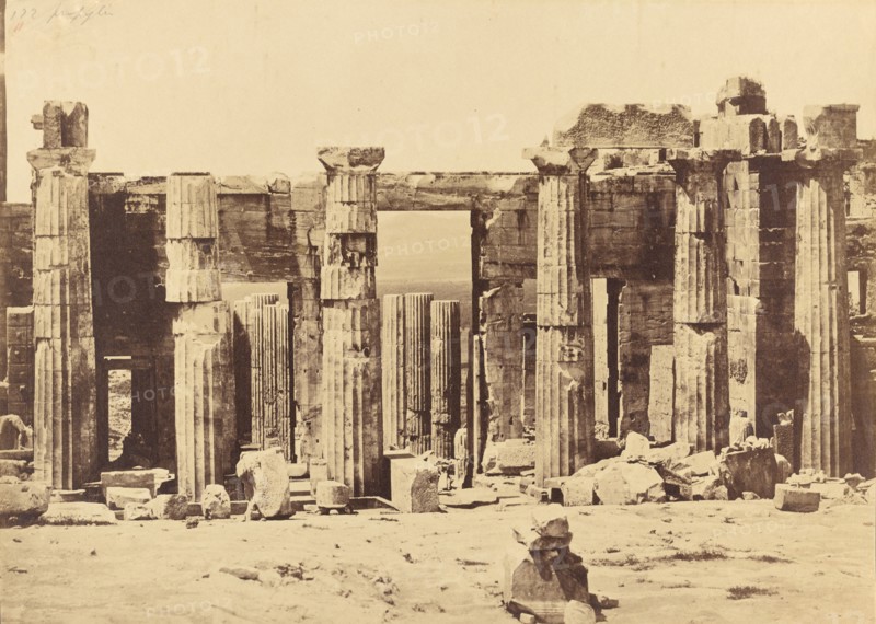 Propylaea of the Acropolis, Athens, about 1880. Creator: Konstantinos Dimitriou.