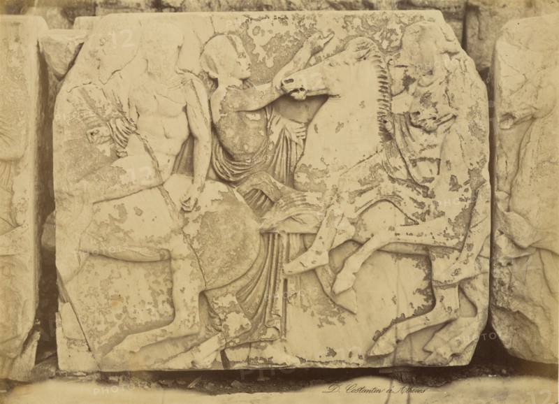 Athens - sculptural fragment, Parthenon frieze, 1865. Creator: Konstantinos Dimitriou.