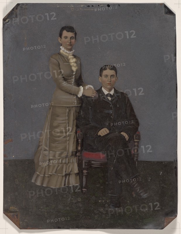 Portrait of young couple, 1860s-1880s. Creator: Unknown.