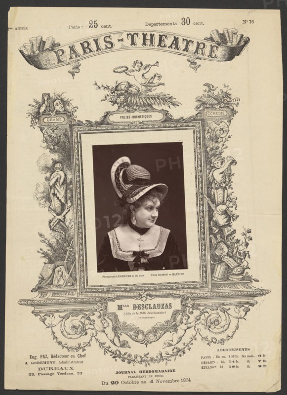 Paris Theatre: Mlle. Desclauzas, 1874. Creator: Gaston & Mathieu & Cie.