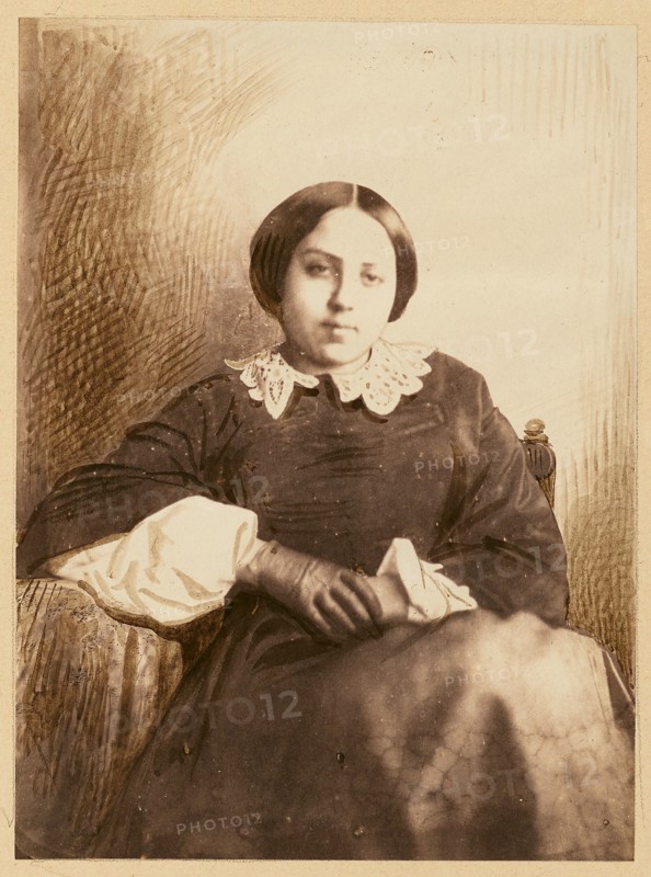 Portrait of a young lady, probably Cécile Devéria, 1853. Creators: Achille Deveria, Théodule Deveria.