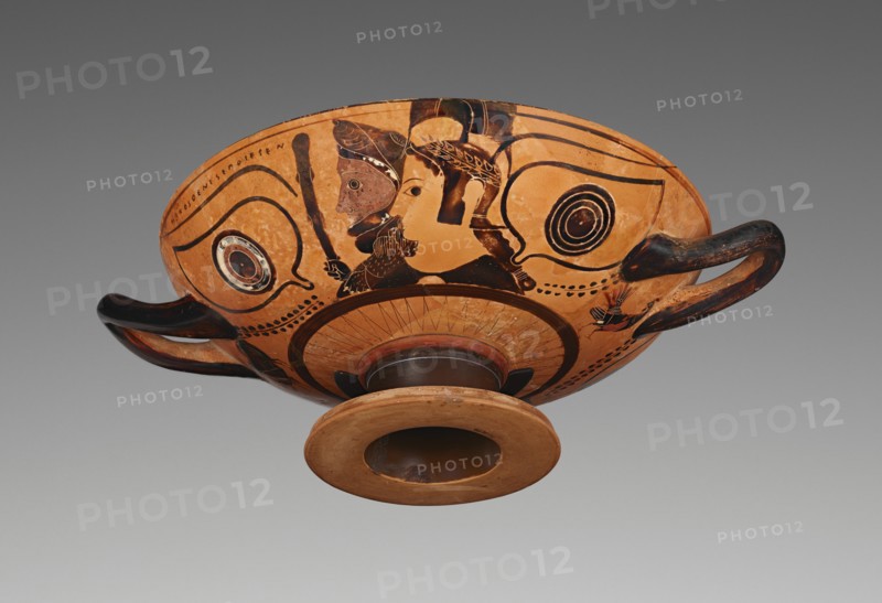 Attic Black-Figure Eye Cup, about 530 BC. Creators: Villa Giulia Painter, Nikosthenes.