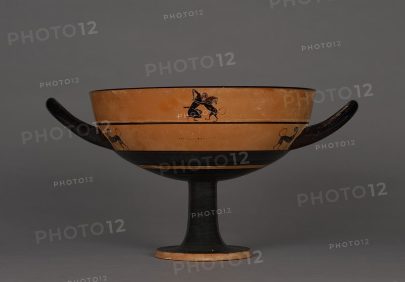Attic Black-Figure Lip Cup, about 550 BC. Creator: Phrynos Painter.