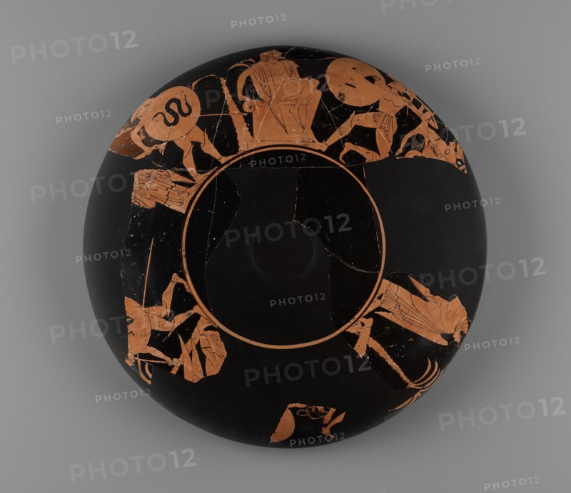 Fragmentary Attic Red-Figure Kylix, about 510 BC. Creator: Oltos.