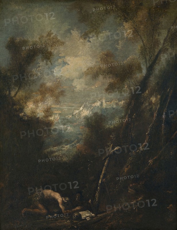 Saint Jerome in a Landscape, late 17th-early 18th century. Creator: Alessandro Magnasco.