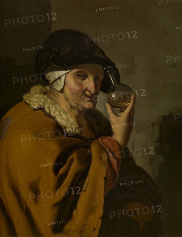 An Old Woman with a Bottle, mid-late 17th century. Creator: Ary de Vois.