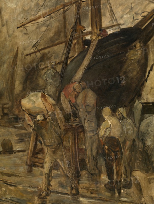 Unloading a Sailing Ship, c1860-1900. Creator: Constantin Emile Meunier.