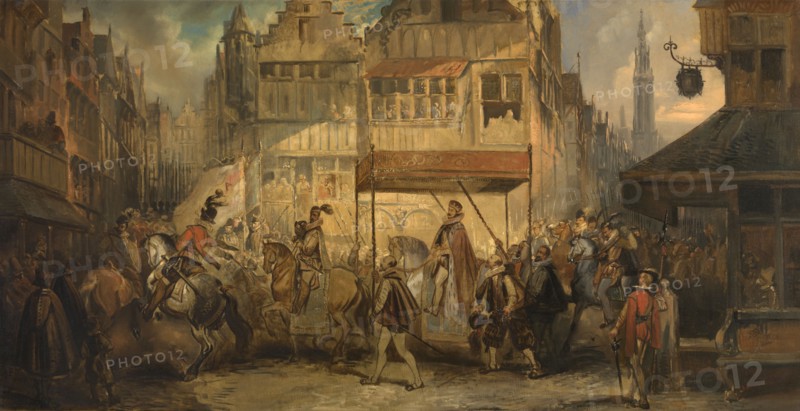 The Joyous Entry of the Duke of Anjou into Antwerp, 1840. Creator: Jan August Hendrik Leys.