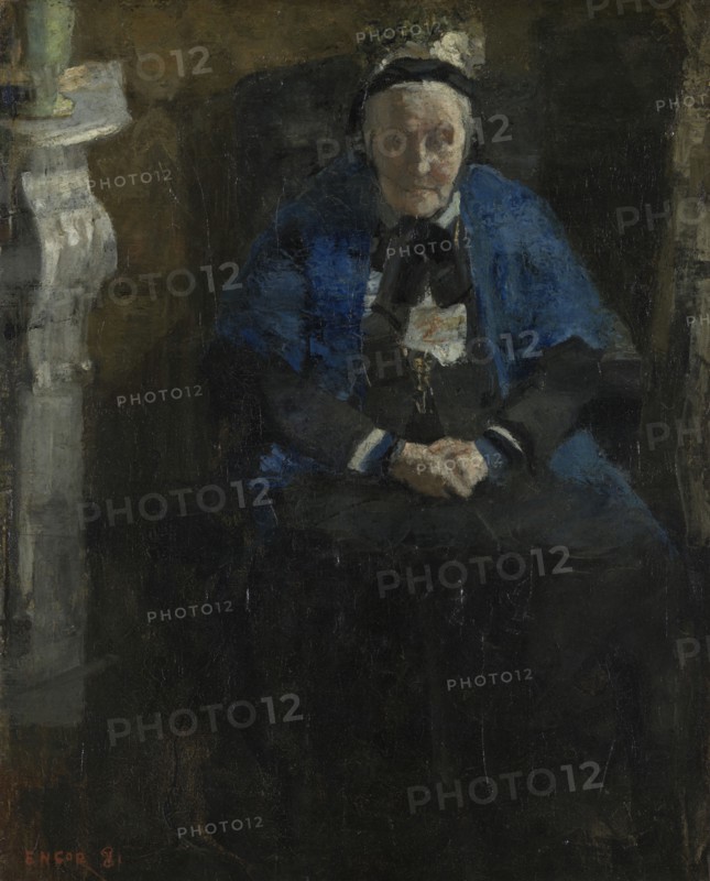 Woman with Blue Shawl, 1881. Creator: James Ensor.