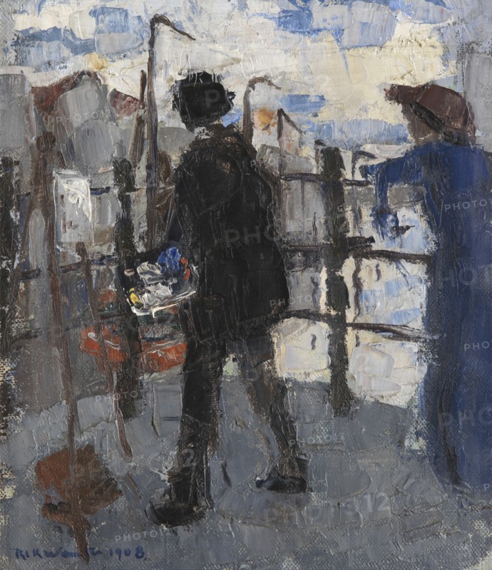 The Painter on the Hoogbrug in Mechelen, 1908. Creator: Rik Wouters.