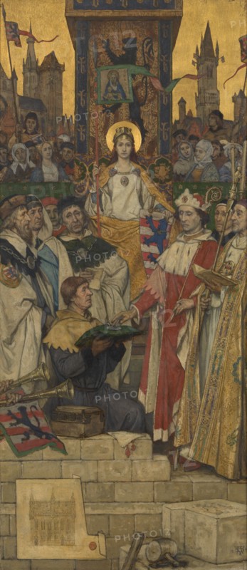 Louis of Male Laying the Foundation Stone of the Town Hall, 1893. Creator: Albrecht De Vriendt.