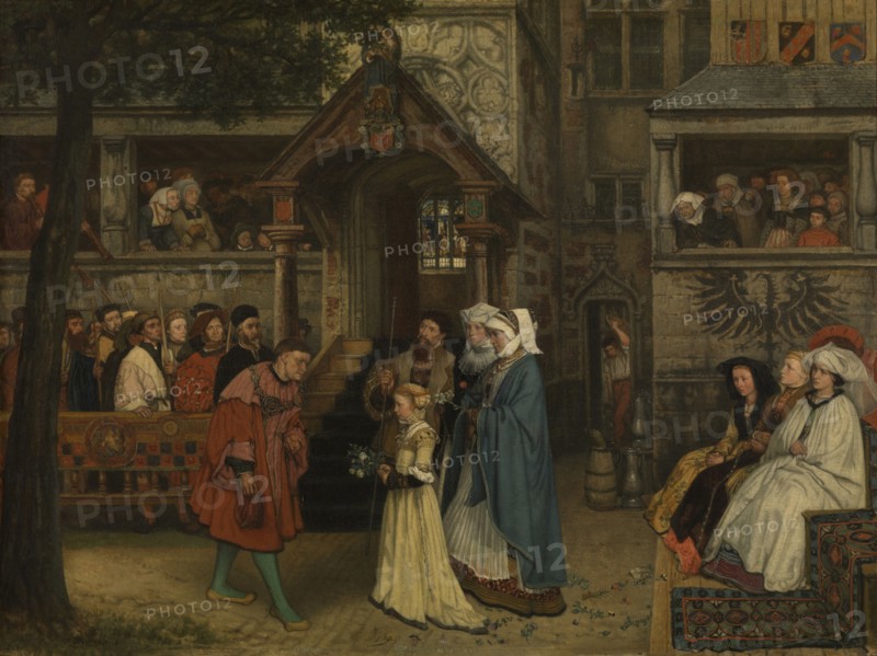 The Guild of the Archers Welcomes Margaret of Austria, c1490, 1860. Creator: Jan August Hendrik Leys.