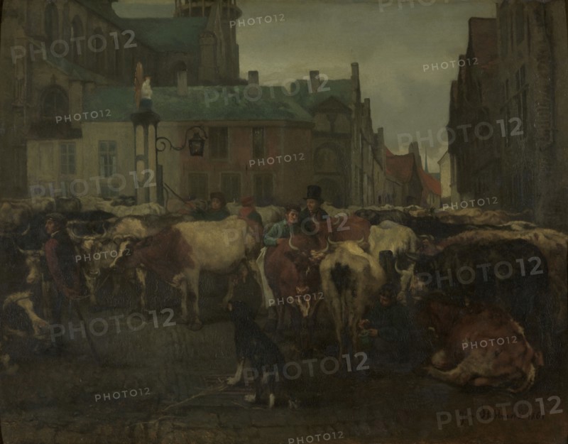 The Cattle Market in Antwerp, 1861. Creator: Jan Stobbaerts.