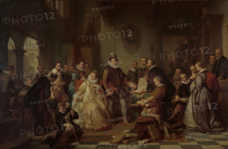 The Archdukes Albert and Isabella Visit the Printer Plantin, c1600s, (c1860s.) Creator: Nicaise de Keyser.