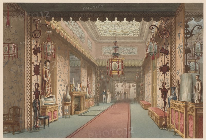 The Corridor, Royal Pavilion, Brighton, c.1820 [as designed by John Nash], 2 April 1820. Creator: Augustus Charles Pugin.