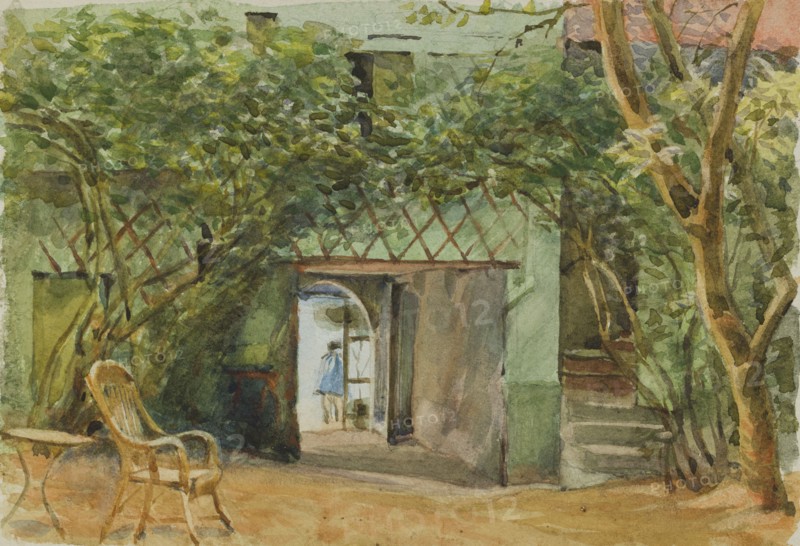 External view of a vine covered building, late 19th century or first half of 20th century. Creator: Agnes Mary Webster.