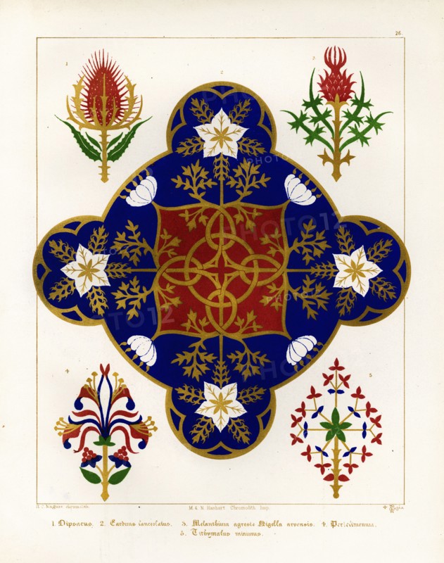 Floriated ornament: a series of thirty-one designs by Augustus Welby Pugin, architect..., 1849. Creator: H C Maguire.