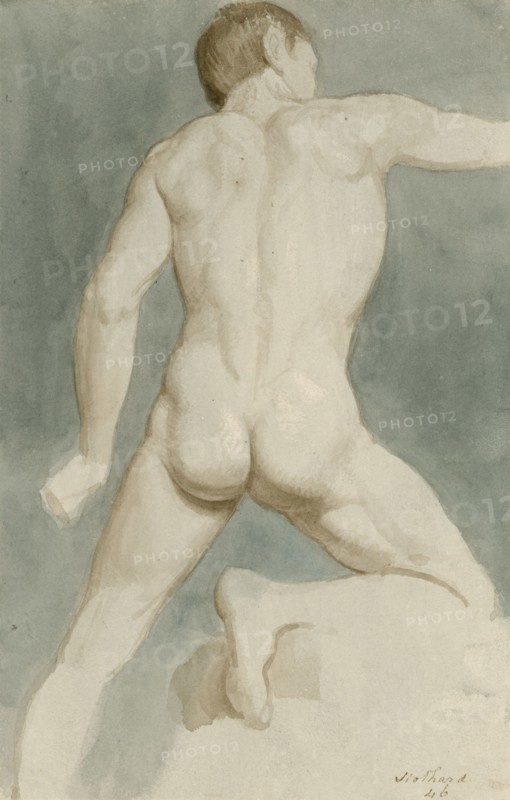 Standing male nude viewed from the back, (c1800?). Creator: Thomas Stothard.