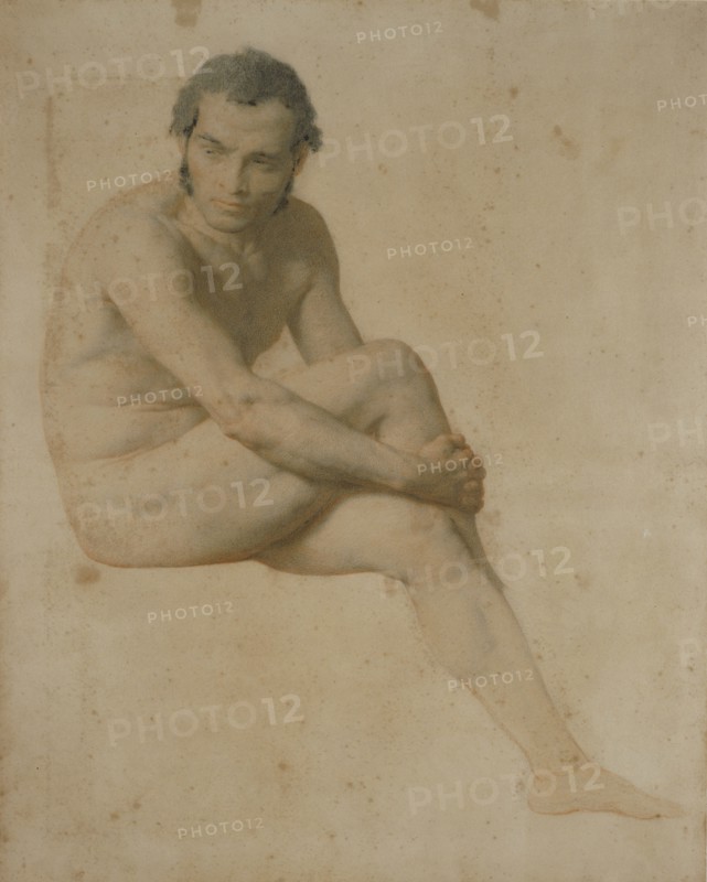 Seated male nude, probably 1850s. Creator: William Mulready.