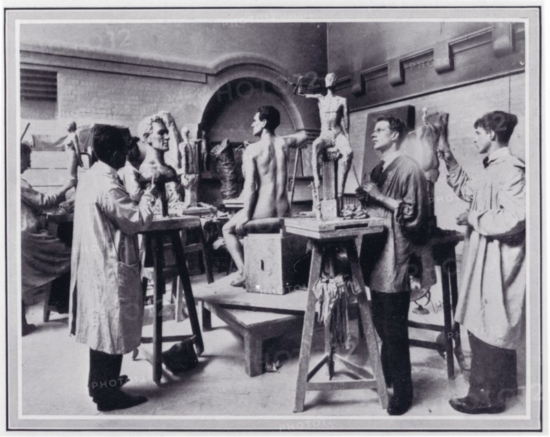 Photo from 'The Sphere' of the clay-modelling class at the L.C.C. Central School, c1925. Creator: Unknown.