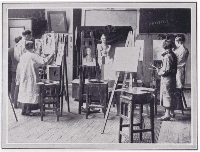 Photo from 'The Sphere' in the women's Large Life Room of a group of students working from..., c1925 Creator: Unknown.