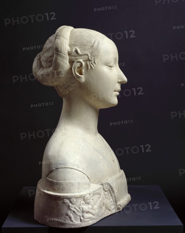 Bust of a woman, possibly Ippolita Maria Sforza, 19th century (original c1473). Creator: D Brucciani & Co.