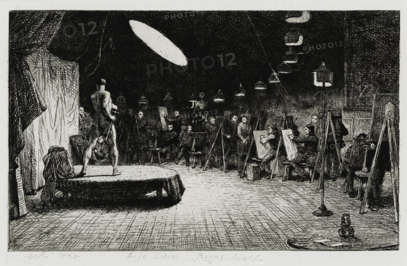 Life School, Royal Academy, 1865. Creator: Charles West Cope.