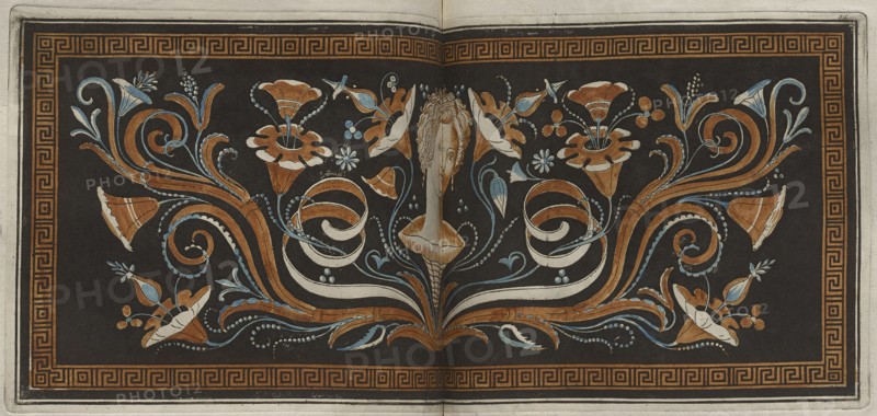 The Hamilton Vase: Colour plate of woman's head among plant motifs, 1766 [-1767].  Creator: Unknown.