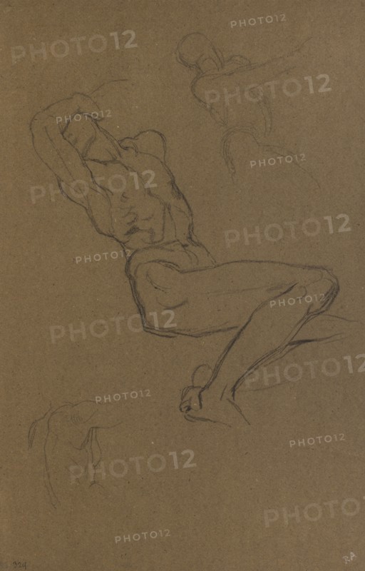 Three studies of a male nude, c1840-1900. Creator: George Frederick Watts.