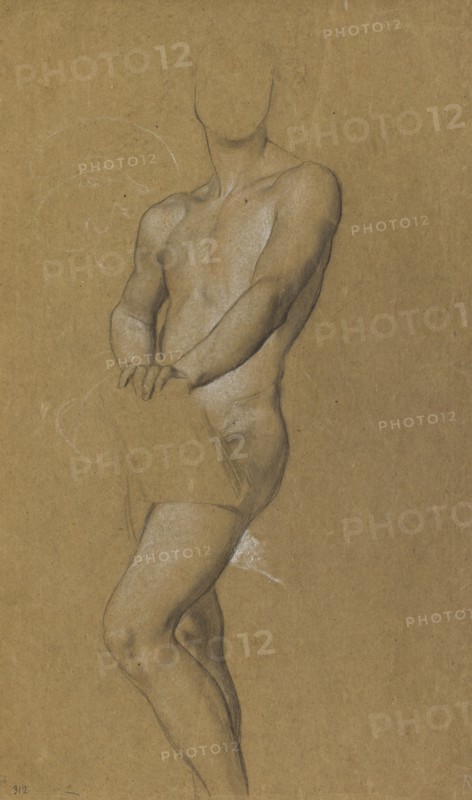 Standing male nude, probably a study for 'A Recording Angel' or 'Destiny', c1840-1900. Creator: George Frederick Watts.