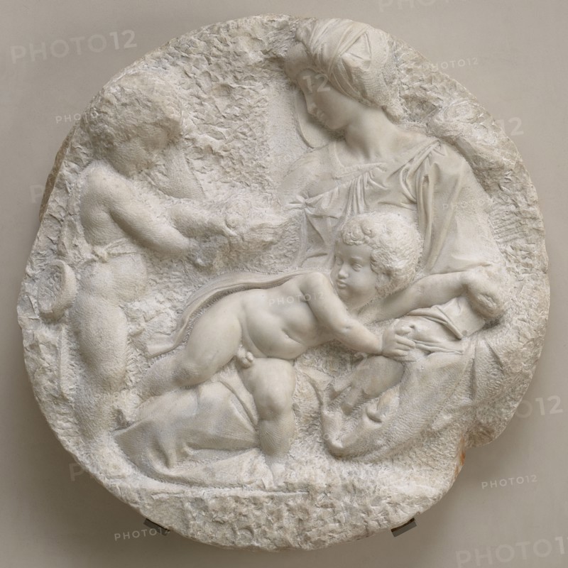 The Virgin and Child with the Infant St John (Taddei Tondo), c1504-05. Creator: Michelangelo Buonarroti.