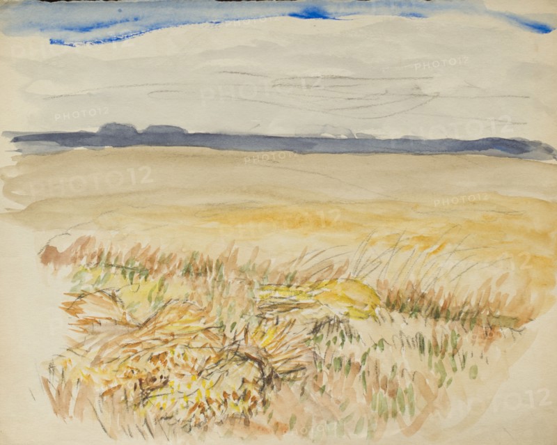 View from the edge of a cornfield, c1875-1944. Creator: George Clausen.
