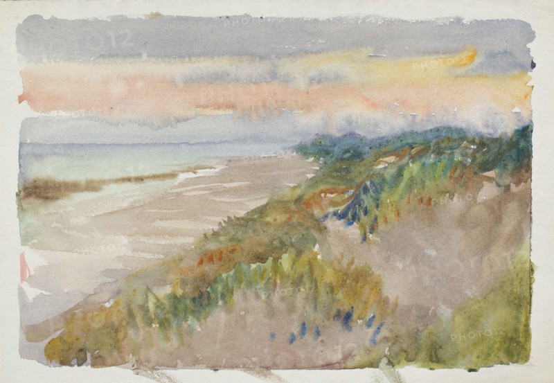 Coastal scene with sunrise/sunset, c1875-1944. Creator: George Clausen.