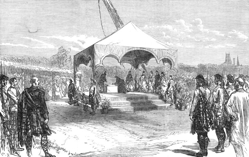 The Queen laying the foundation-stone of a monument to the late Duchess of Sutherland..., 1872. Creator: Unknown.