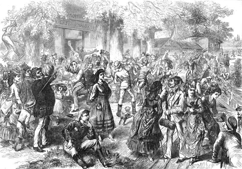 Holiday amusements of the Parisians at Bougival, 1872. Creator: Unknown.
