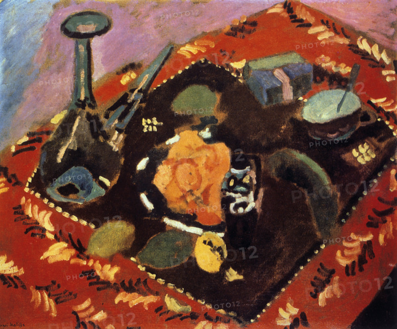 'Dishes and Fruit on a Red and Black Carpet', 1906. Creator: Henri Matisse.