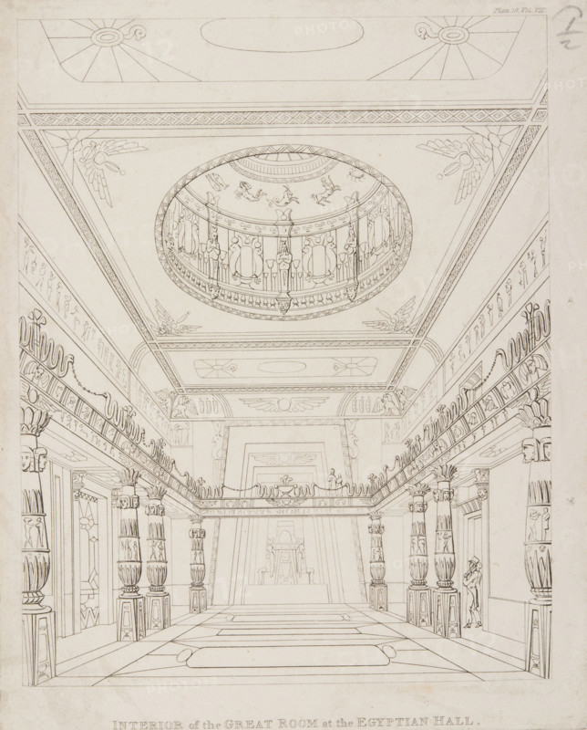 Interior of the Great Room at the Egyptian Hall , 1822. Creator: Unknown.
