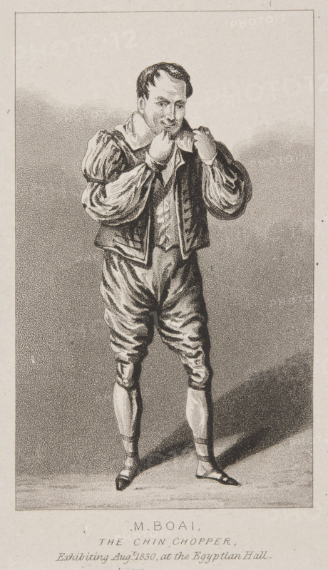M. Boai, the Chin Chopper. Exhibiting August 1830 at the Egyptian Hall, 1830.  Creator: Unknown.