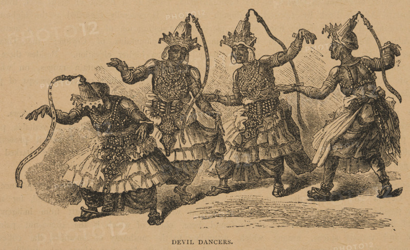 Devil Dancers from "Hagenbeck's World Renowned Ceylonese Exhibition Programme", 1886. Creator: Unknown.