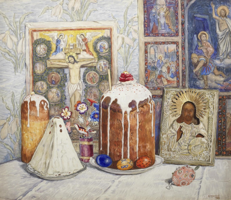 Easter celebration, 1908. Creator: Boris Vasilievich Smirnov.