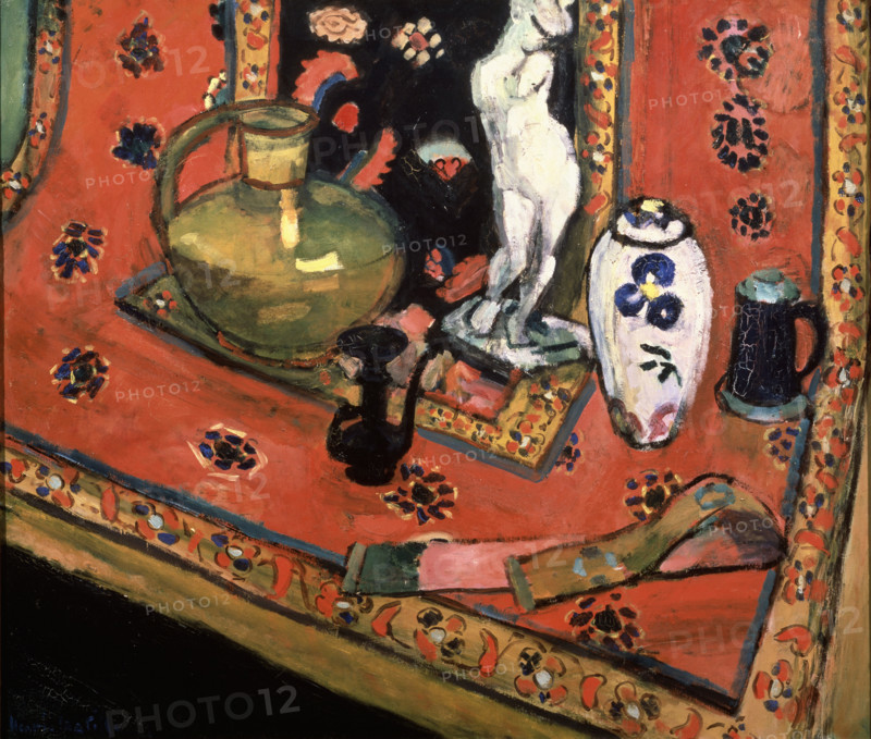 'Figurine and Vases on Oriental Carpet (En rouge de Venise)', 1908.  Creator: Henri Matisse.