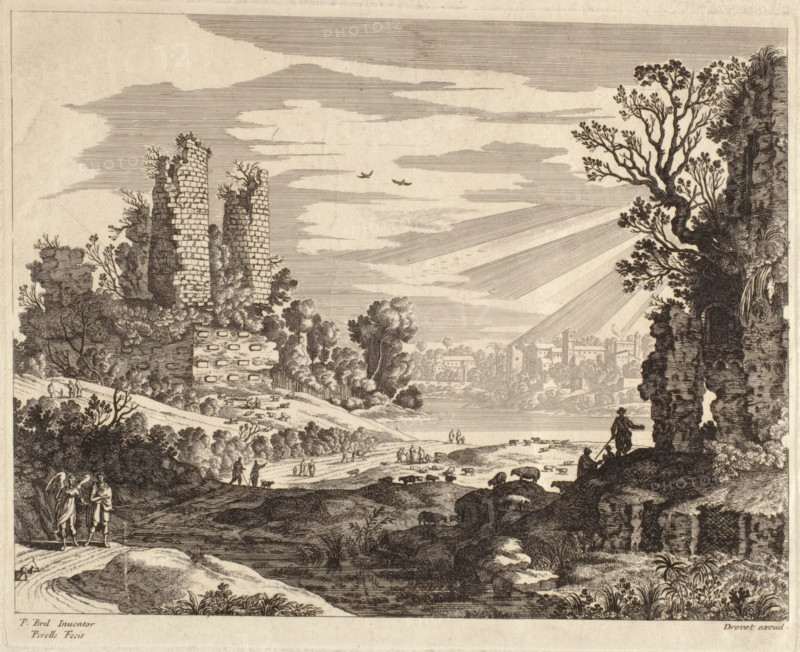 Landscape with Figures, c1660-1690. Creator: Adam Perelle.