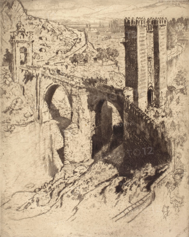Bridge of Alcantara, 1904. Creator: Joseph Pennell.