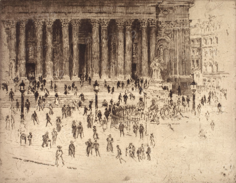 Pavement, St. Paul's, London, 1905. Creator: Joseph Pennell.