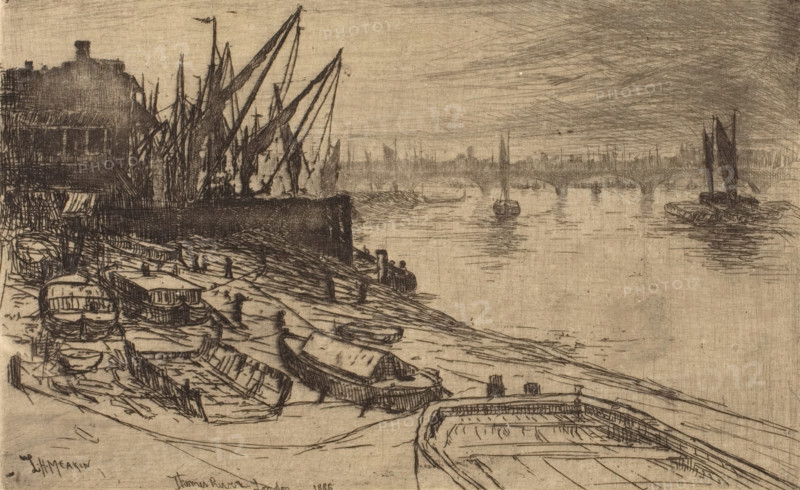 River Thames, at London, 1886. Creator: Lewis Henry Meakin.