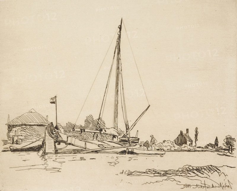 The Moored Boat, 1862. Creator: Johan Barthold Jongkind.