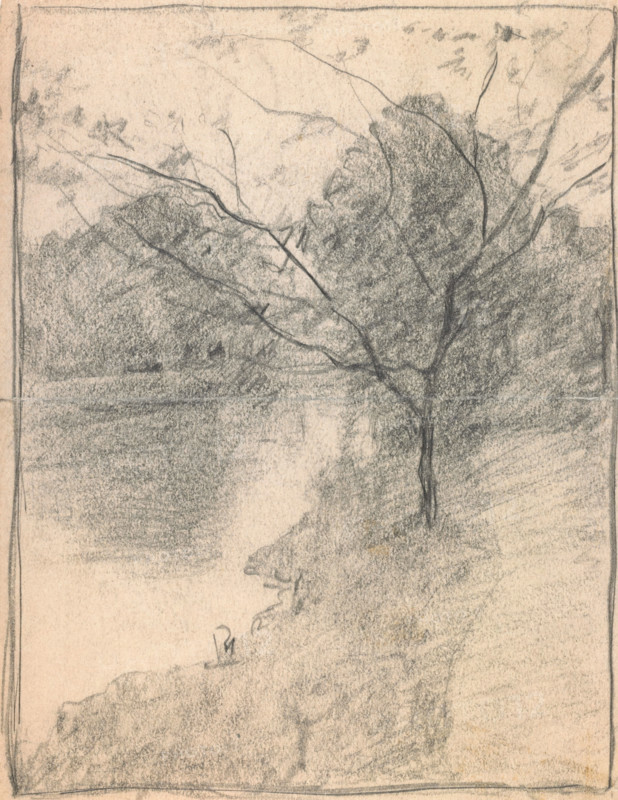 Tree Beside a Stream, c1871-1927. Creator: John Ottis Adams.